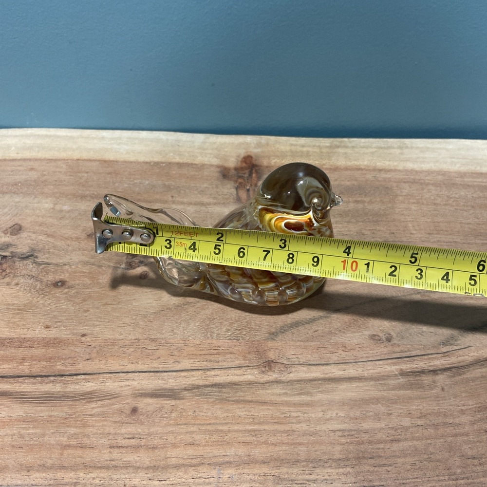 VTG Joe St. Clair Brown Blown Art Glass Bird Figurine Paperweight 4"x2.5" - Picture 4 of 5